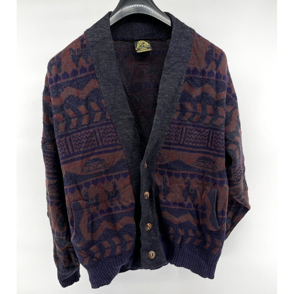 Tejidos Ruminahui Cardigan Sweater Mens‎ XL Multicolor Wool Ecuadorian